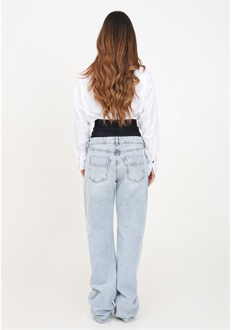 Straight light denim jeans for women with corset ELISABETTA FRANCHI | PJ29I46E2R34